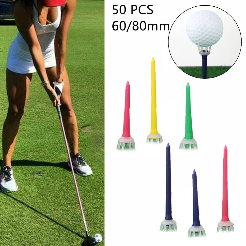 

50 Pcs/set Golf Tee Crown Nails PE Plastic Low Resistance Golf Club Replacement Driving Range Batting Trainer Club Accessories