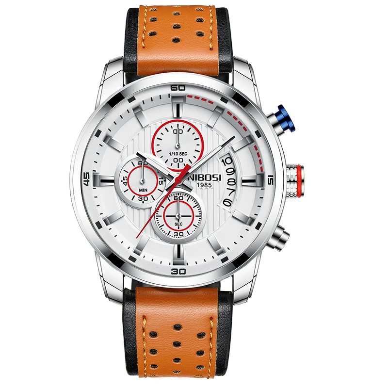 

NIBOSI Sports Watch Men Top Brand Luxury Gold Men Watches Waterproof Leather Male Clock Military Army Quartz Wristwatch Relogios