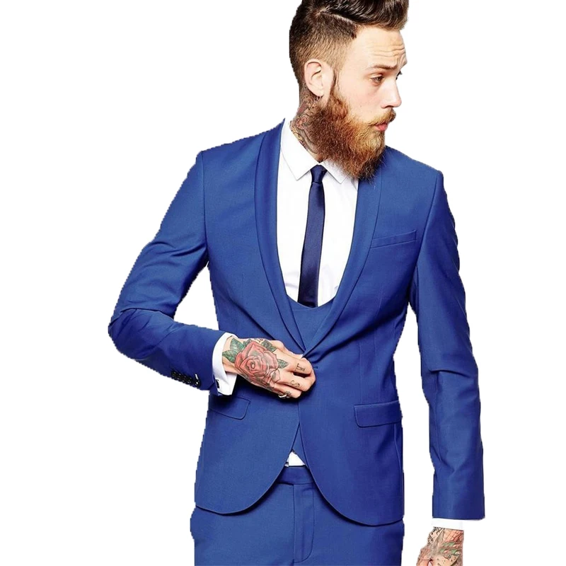 Королевский синий 2021 Для мужчин s Нарядные Костюмы для свадьбы Женихи мужчины