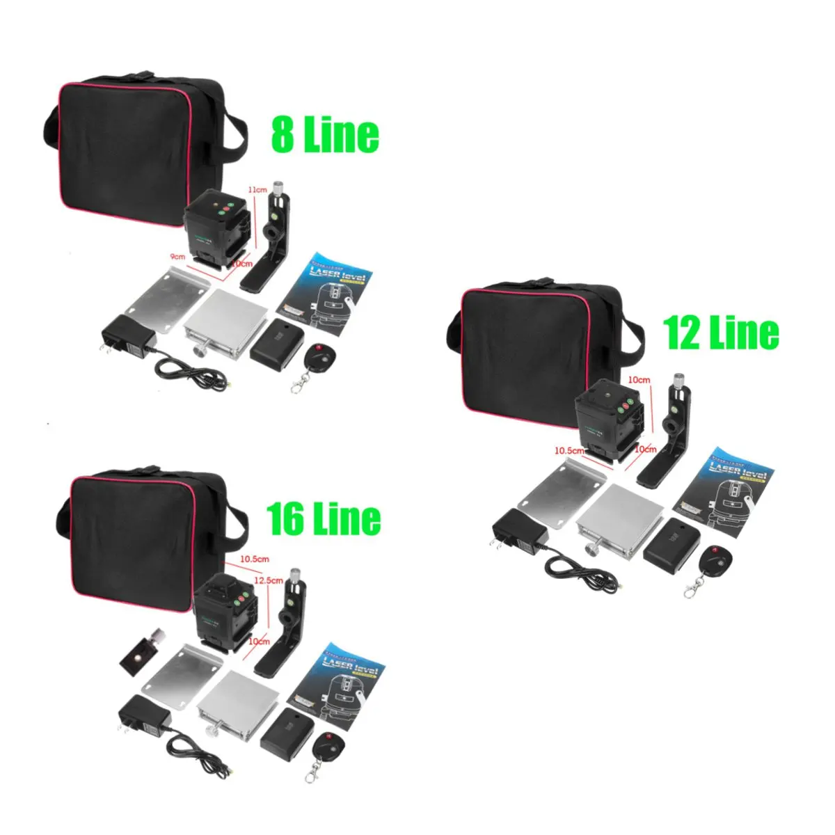 

8/12/16 Lines Laser Level 4D Level Self-Leveling 360 Horizontal And Vertical Cross Super Powerful Green Laser Level