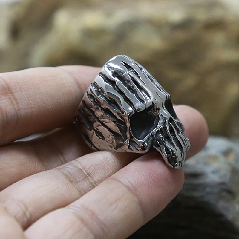 

Punk Mummy Skull Ring Men's 316L Stainless Steel Skull Biker Rings Vintage Male Gothic Rings Jewelry Creativity Gift Wholesale