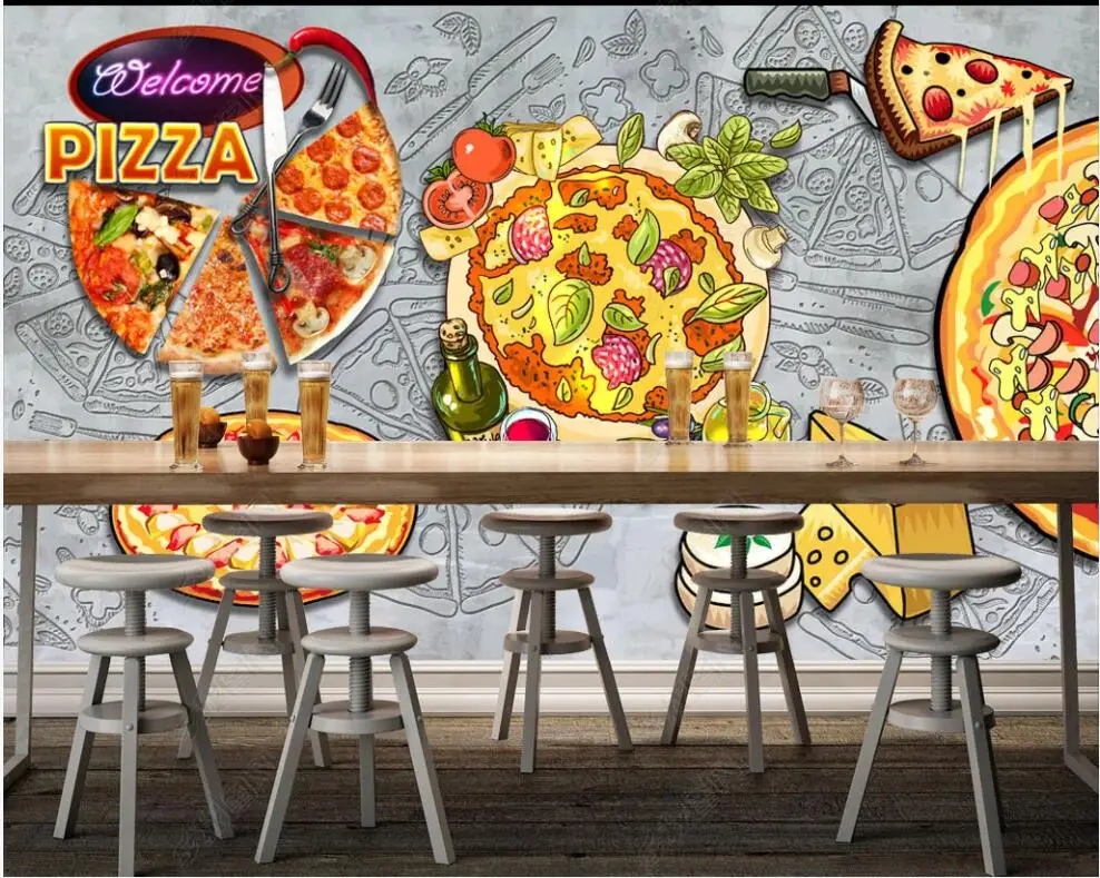 

custom mural 3d photo wallpaper Retro pizza western restaurant cement wall graffiti room Wallpaper for walls in rolls home decor