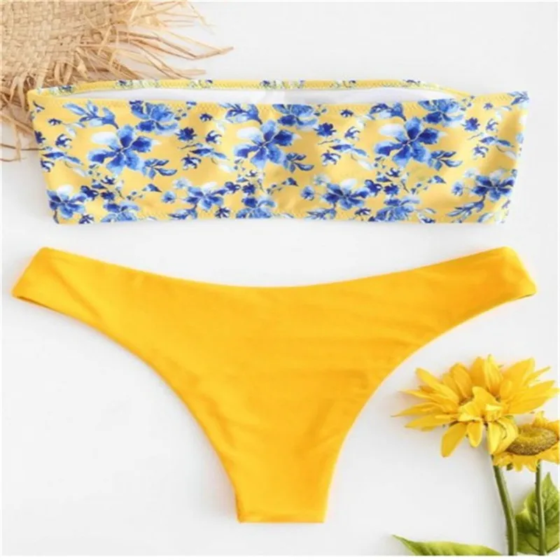 Купальник многослойный на плоской подошве купальник с принтом орхидеи и кактуса