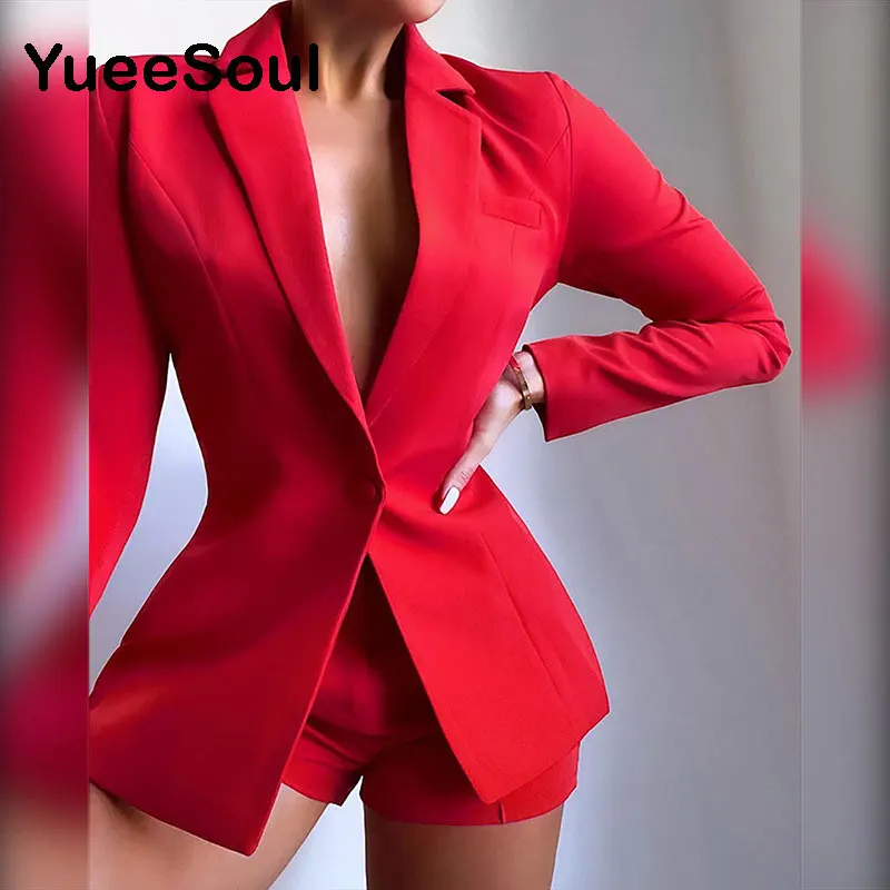 

Elegant Red Tailored Coat Women Outfits Slim Long Sleeve Single Button Blazer 2022 New Matching Lady Casual Streetwear