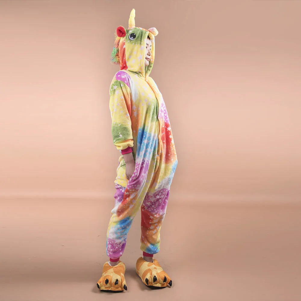 Пижама с единорогом комбинезон для взрослых женская одежда сна цельный зимняя