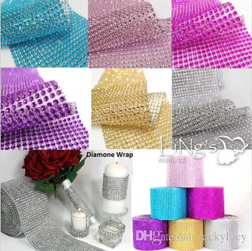 

10 Yards/Roll Shiny 24 Rows Diamond Mesh Wrap Sparkle Rhinestone Crystal Ribbon 18 Colors For Wedding Party Decoration Supplies
