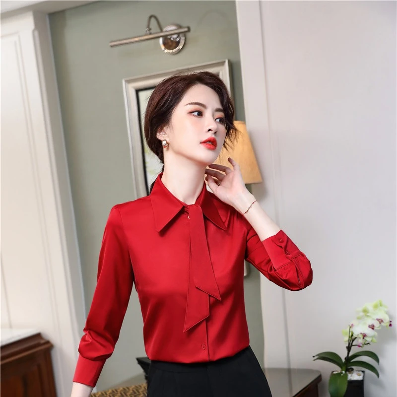 

Novelty Green Formal OL Styles Blouses Shirts for Women Business Work Wear Autumn Winter Blouse Female Tops Clothes Blusas S-5XL
