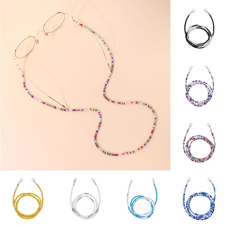 

Винтажные простые рисовые бусины цепочка для очков шнурок для очков аксессуары для очков Стильная красочная Изысканная цепочка для очков