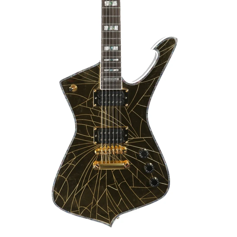 

New High Quality 6 Strings Electric Guitar 6 String Mirror Cracks Yellow Color 2H Pickups ASH Body Rosewood Fingerboard And Neck