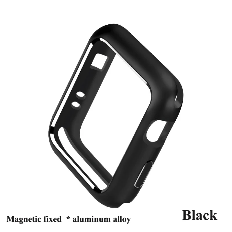 black Металлические часы чехол для apple watch 38/40 мм 42 44 мм Защитная крышка бампера отделка Алюминий сплав Frame watch series 5/4/3/2/1 - Цвет: black