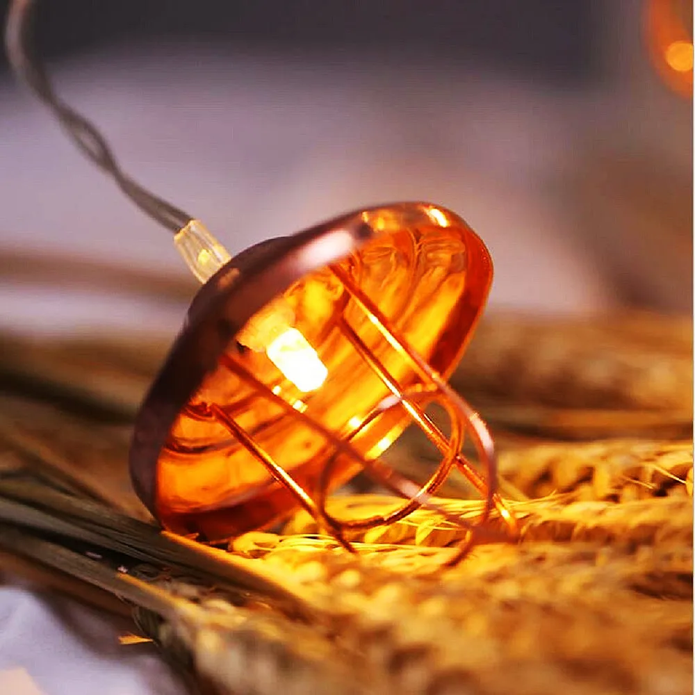 

Metal Art Lampshape LED String Light Wedding Decoration Festoon LED Light Warm White Rose Gold Vintage USB Plug Battery-operated