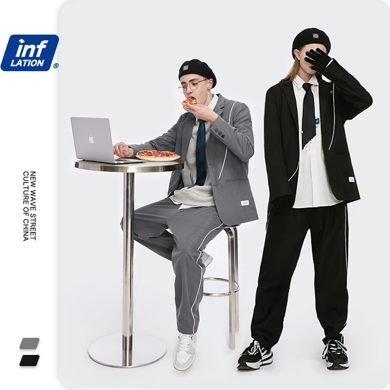 Мужской Блейзер в стиле Хай-стрит модный светоотражающий пиджак комплект