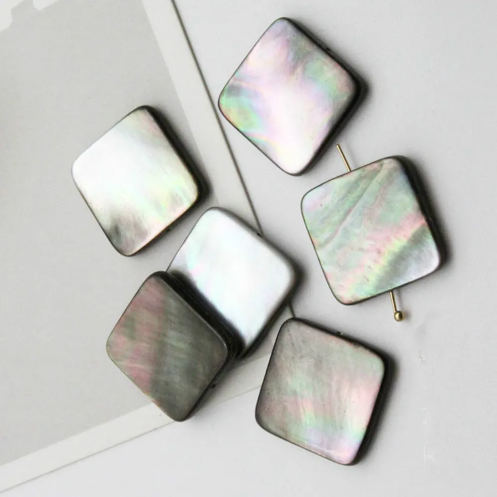 

5pcs / bag Natural Shell Loose Beads Black Straight Hole Square Beads Jewelry Handmade DIY Necklace Bracelet Jewelry Accessories