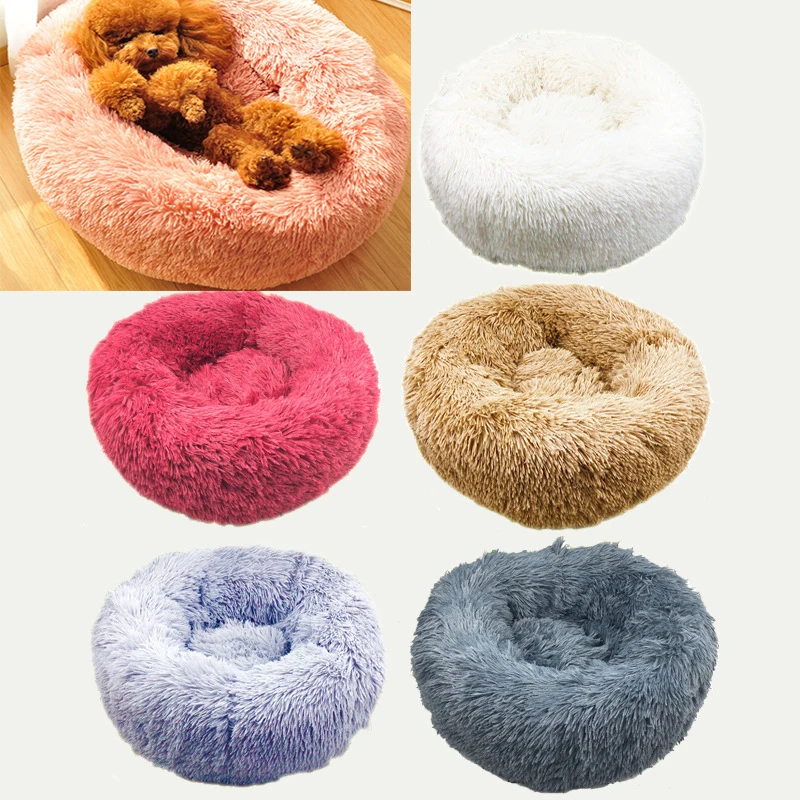 

Dog Bed Long Plush Super Soft Pet Kennel Round Sleeping Bag Lounger Cat House Winter Warm Sofa Basket for Medium Large Dog