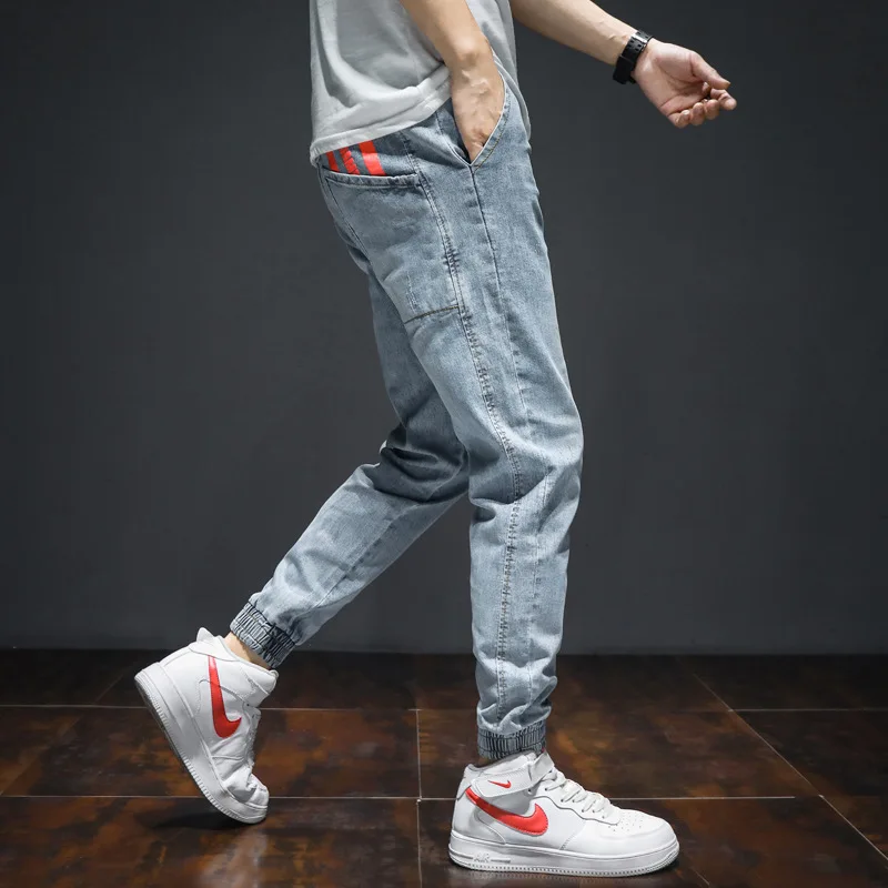 Fashion Streetwear Men Jeans Large Size M-7XL Printed Designer Denim Cargo Pants Slack Bottom Joggers Hip Hop | Мужская одежда