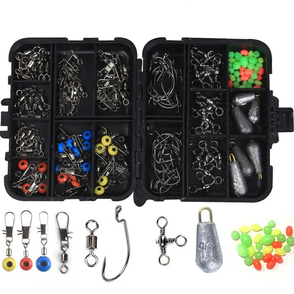 

160/177 pcs Multifunctional Carp Fishing Accessories Kit Jig Hooks Fishing Sinker Weights Swivels Snaps with Fishing Tackle Box