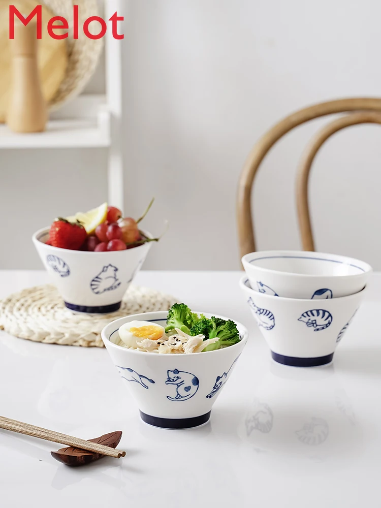 

Hand-Painted Household Tableware Ceramic Rice Bowl Single Creative Personality Koorrfacee Value Noodle Bowl Fruit Bowl