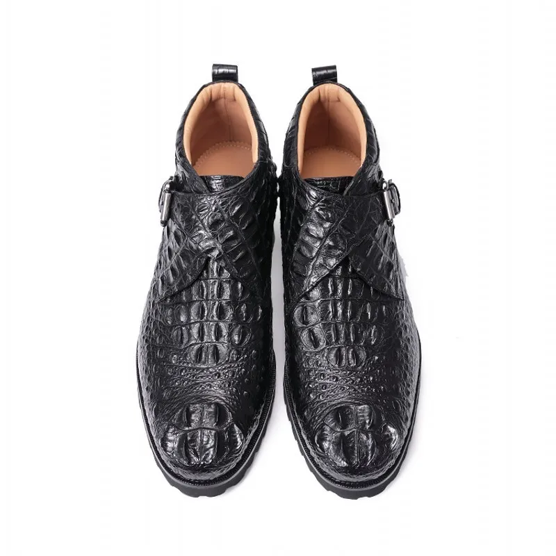 Мужские классические ботильоны из натуральной кожи аллигатора коричневые