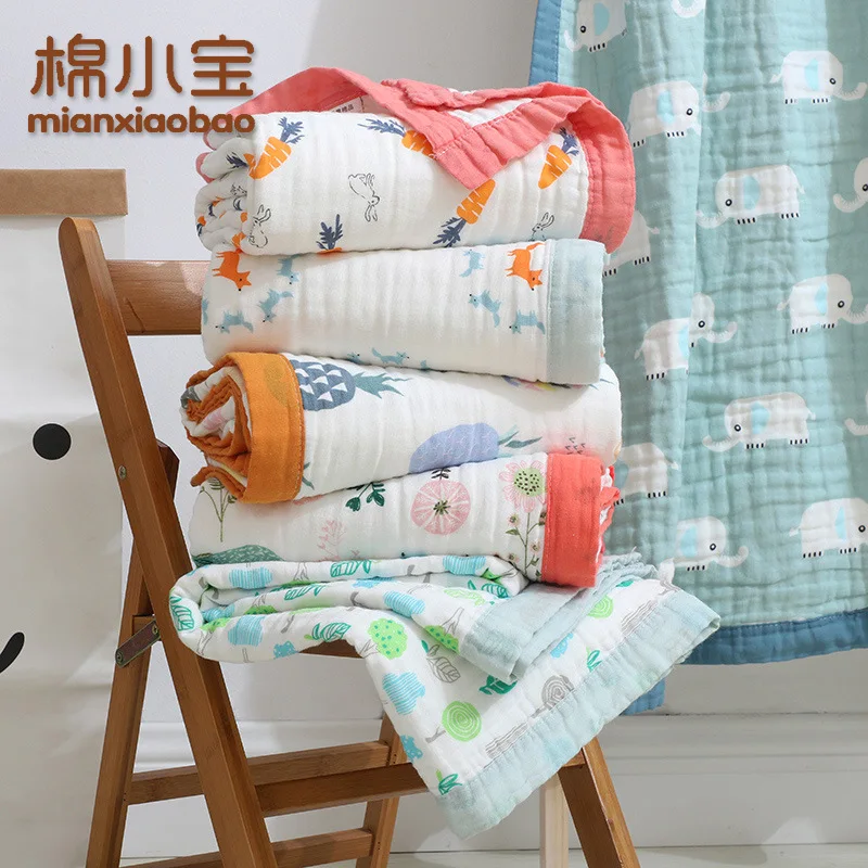 6 Laye Baby Bath Towel Muslin Cloth Kids Bathrobe Child Blanket Wrap for Newborn Infant Toddler Gauze Cotton 105*105cm