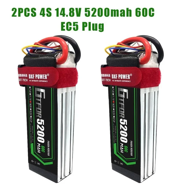2PCS4S500mahEC5 2 шт. батарея Lipo 3s 4S 11,1 V 14,8 V 5200mAh 60C MAX 120C для 1:8 1:10 Радиоуправляемый автомобиль Дрон вертолет E Багги Truggy TRX автомобиль - Цвет: 2PCS4S500mahEC5