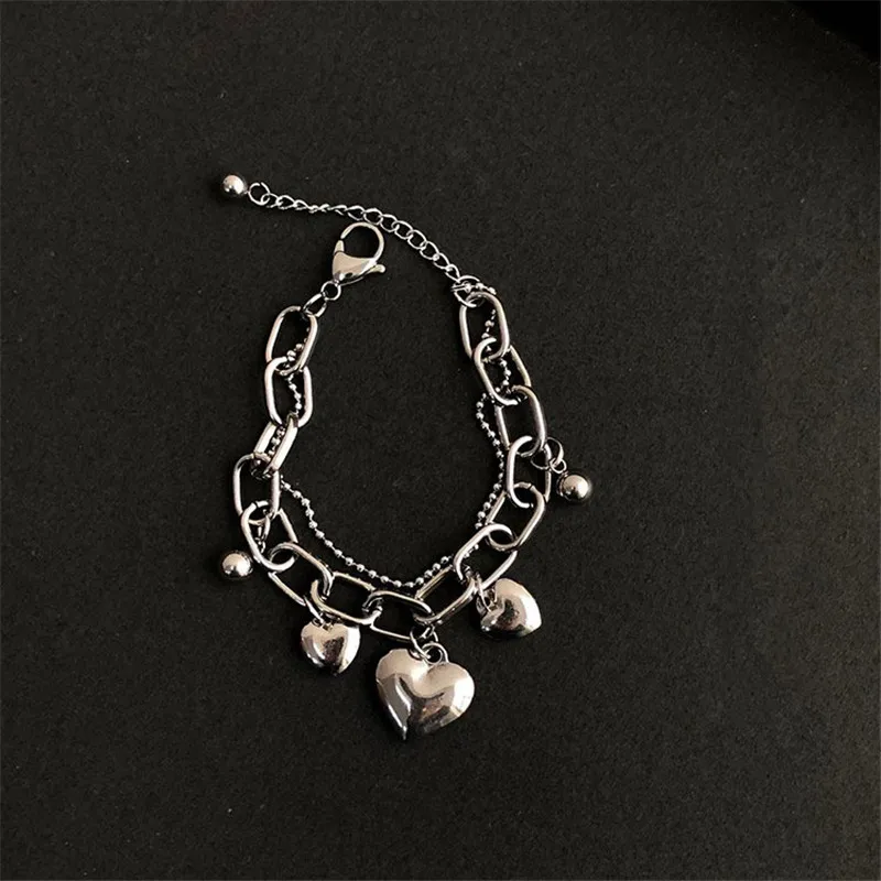 Браслеты с кулоном в виде сердца для влюбленных стиле панк крутые браслеты из