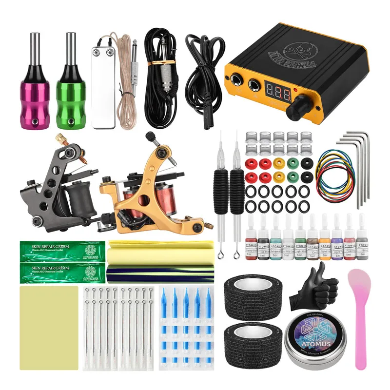 

Полный набор для тату-машинки JimKing, чернила для тату, крем для ухода, блок питания, иглы, ручки, инструменты для боди-арта
