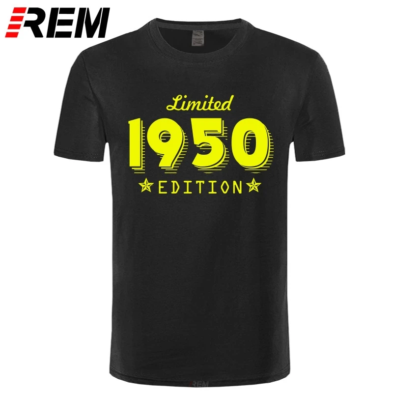 

1950 Limited Edition Gold Design Men's Black T-SHIRT Cool Casual pride t shirt men Unisex New Fashion tshirt Loose Size