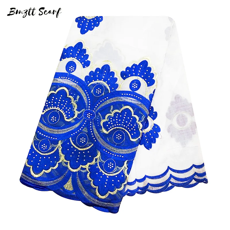 

High Quality African Women Scarfs Muslim Fashion Embroidery Soft Cotton Splicing Big Scarf For Shawls Wraps Pashmina BF-166