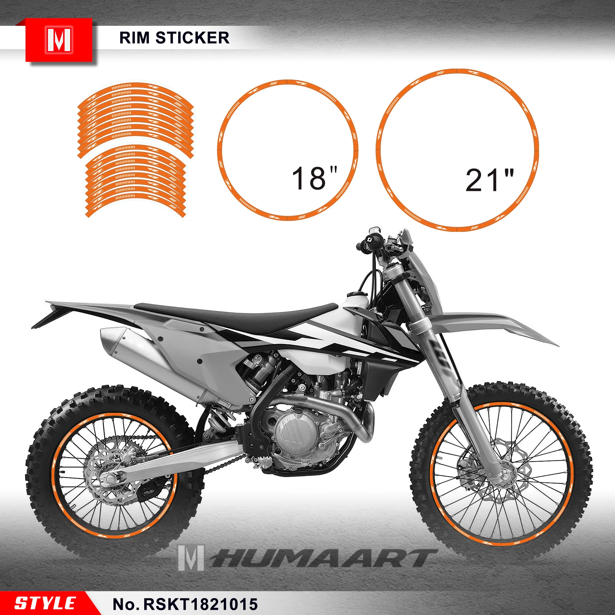 

HUMAART Custom Wheel Decals 21'' x 18'' Rim Stickers for Motorcycle Enduro Motocross, Style No.RSKT1821015