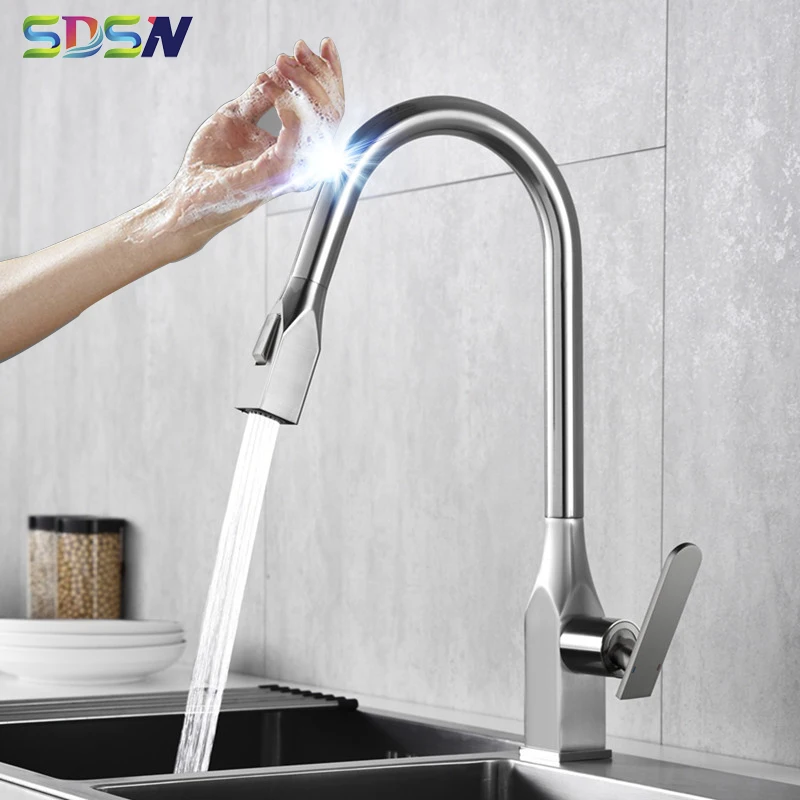 Смесители для кухни SDSN сенсорный выдвижной кухонный кран медный латунный сенсор