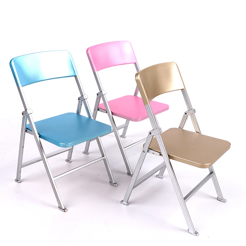 

1/6 Dollhouse Miniature Furniture Folding Chair with Ashtray Doll Home Decor