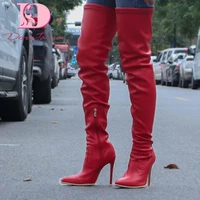 brand new ladies pointed toe thigh high boots fashion zip thin high heels over the knee boots women party ol sexy shoes woman