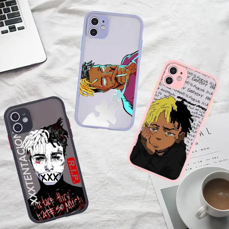 

xxxtentacion rapper USA Phone Case For iPhone 12 11 Mini Pro XR XS Max 7 8 Plus X Matte transparent Gray Back Cover