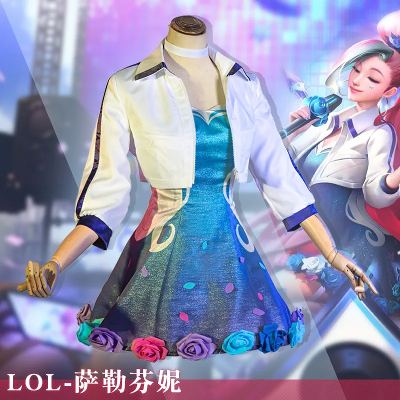

Костюм для косплея игры LOL KDA Серафин, женский сексуальный костюм для косплея KDA, полный комплект с юбкой на Хэллоуин