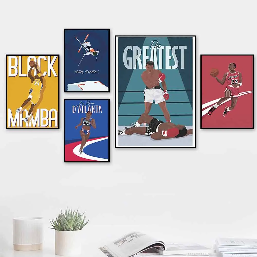 

Famous Boxer Sport Inspirational Wall Pictures Poster and Print for Living Kids Room Home Decor Classic Muhammad Canvas Painting