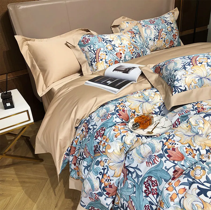 barato Flor Pastoral Conjunto De Cama Menina, Europeu Americano Do Vintage Algodão Completa Rainha Rei Casa Têxtil Folha Fronha Colcha Capa