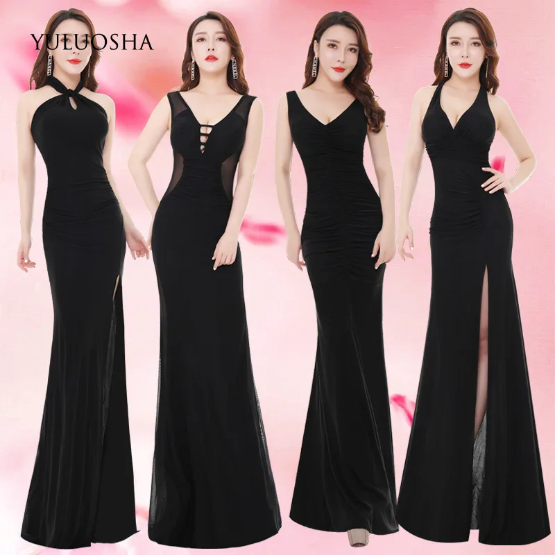 

YULUOSHA Formal Dress Women Elegant Sexy V-Neck Backless Lace Gown Satin Dress Midi. Evening Dress Vestido De Noche Con Cristal