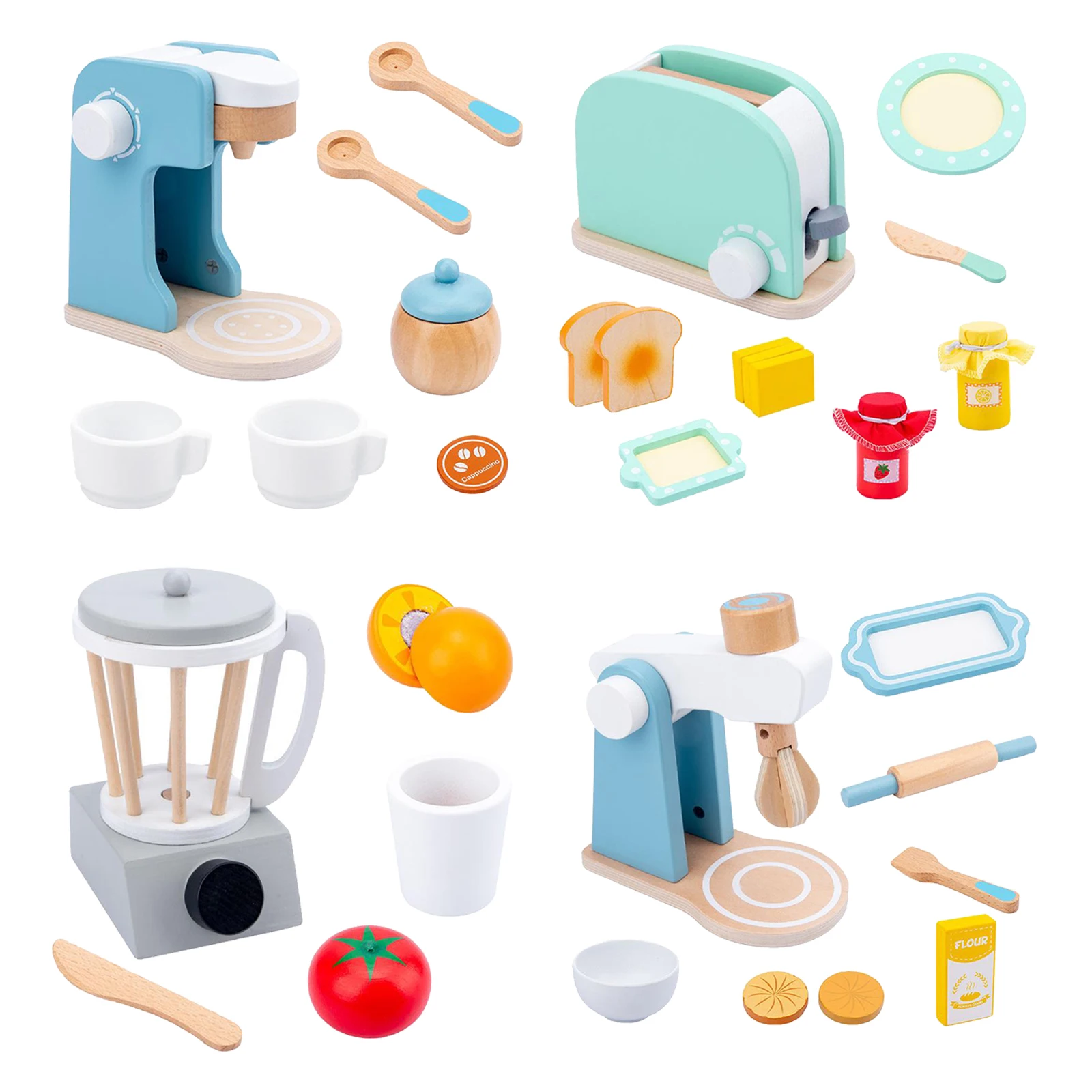 

Wooden Play Food for Kids Kitchen Machine Food for 2 Year Old Boys Girls Role Pretend Play Early Education Montessori