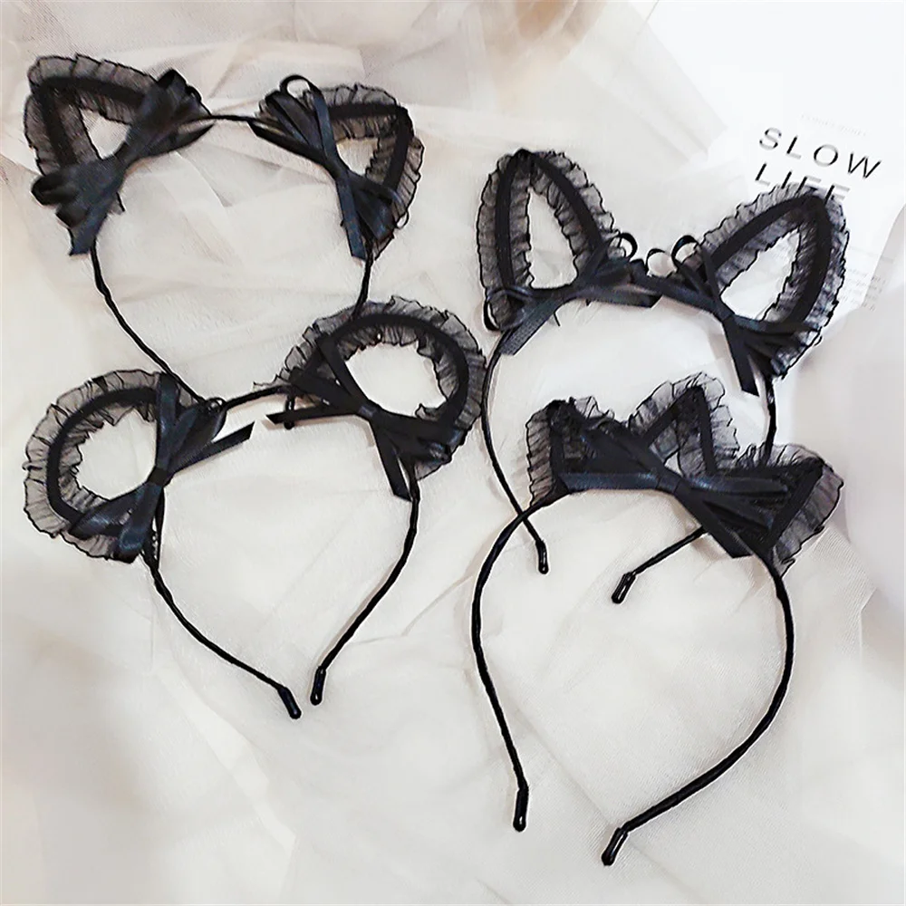 

Women Girls Cute Sexy Cat Rabbit Bear Ears Black Lace Hairband Bezel Fashion Novelty Headband Hair Accessories for Party Cosplay