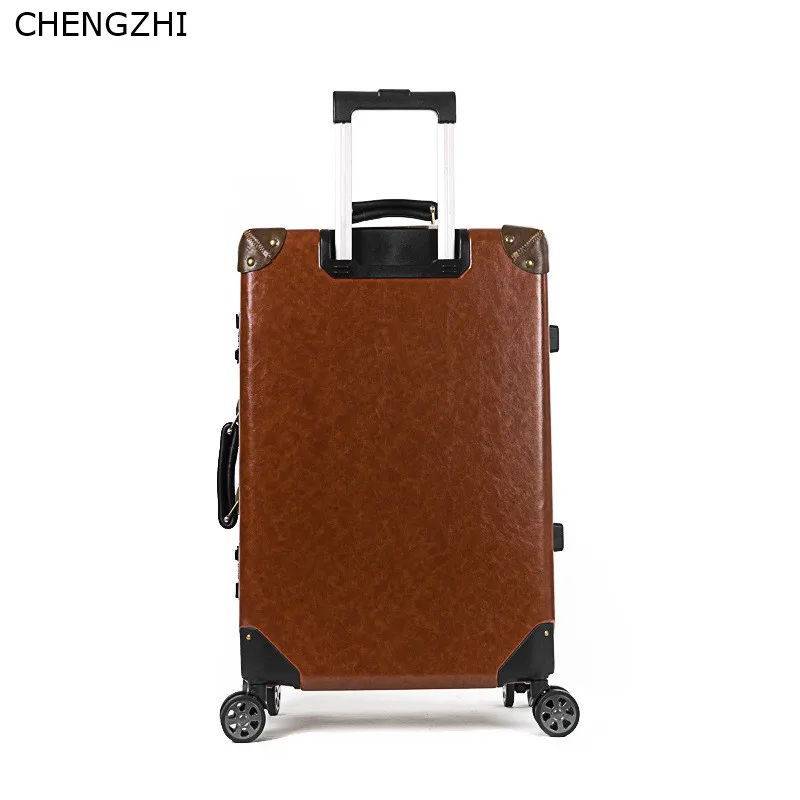 CHENGZHI 20 '✤'' дюймов ретро из искусственной кожи чемодан на колёсиках