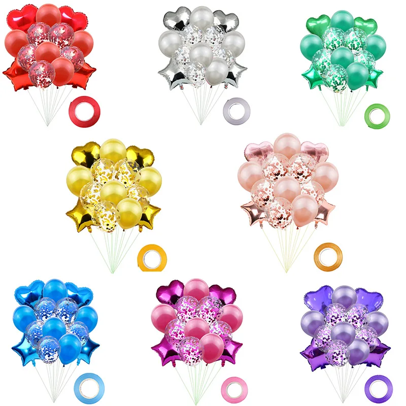 15 шт./компл. сердце Звездный конфетти шар с днем День рождения воздушные шары для