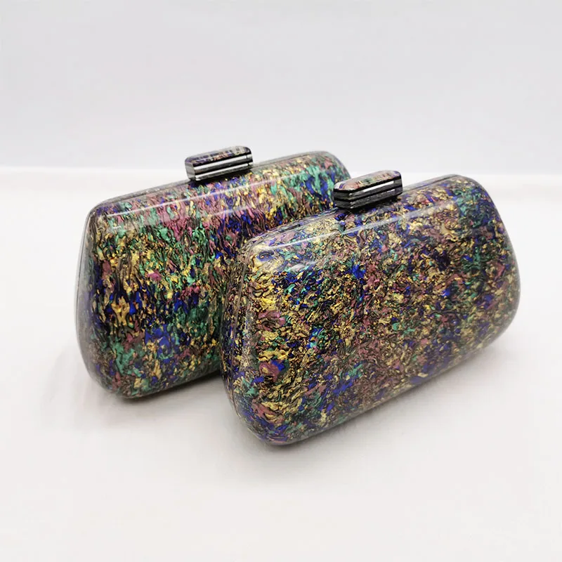 Женские сумки клатчи элегантные вечерние мессенджеры из акрила с разноцветным