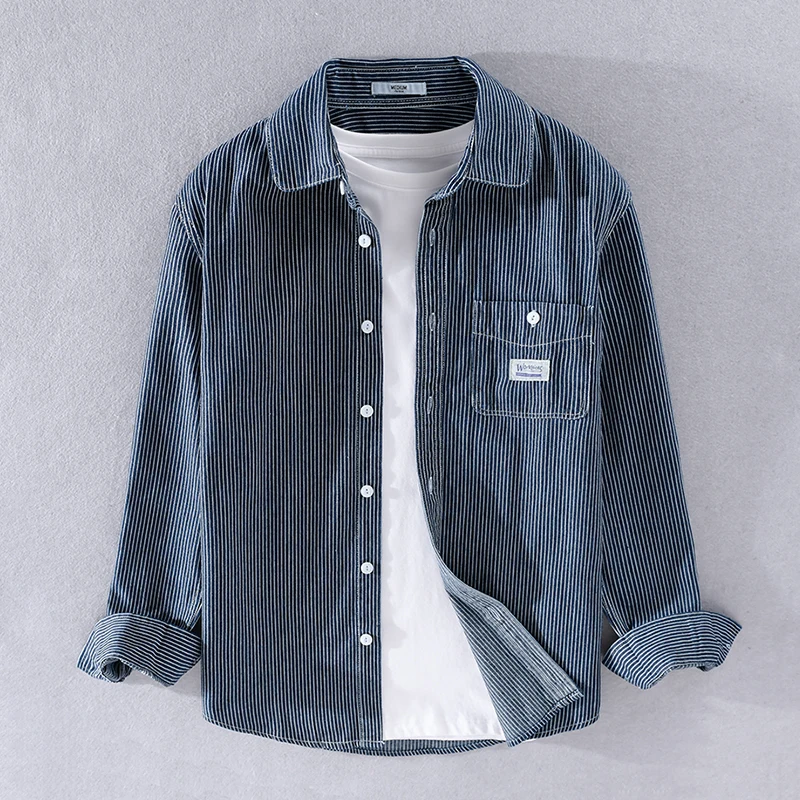 

Suehaiwe's Italy brand cotton denim shirt men fashion casual shirts for men long-sleeved comfortable shirt mens trendy camiseta