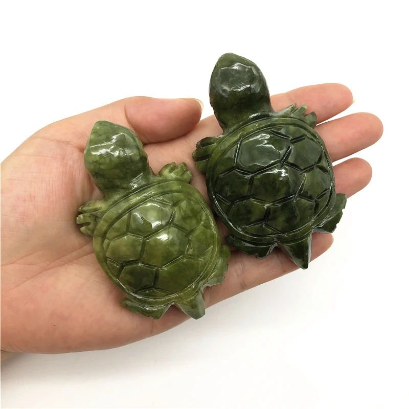 

Lovely 1PC Natural Handmade Carved Xiuyan Jade Tortoise Polished Green Jade Crystal Turtle Gifts Natural Quartz Crystals