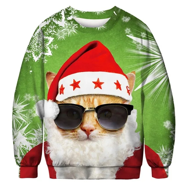 

Unisex Men Women 2021 Ugly Christmas Sweater Santa Elf Funny Christmas Fake Hair Jumper Autumn Winter Tops Clothing Wholesale