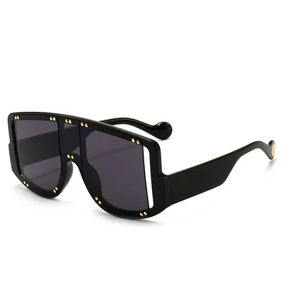 

Rivet Sunglasses For Men And Women One-piece Sunglasses Europe And America Personality Multicolor Street Snap Style Glasses