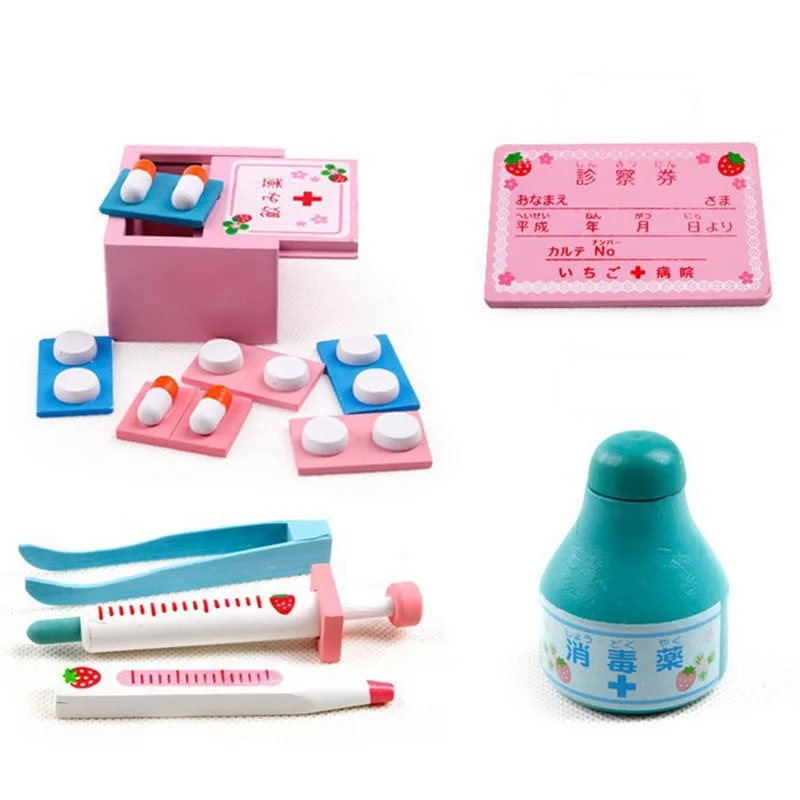 Деревянная игрушка-врач детская медицинская коробка японская имитация набор