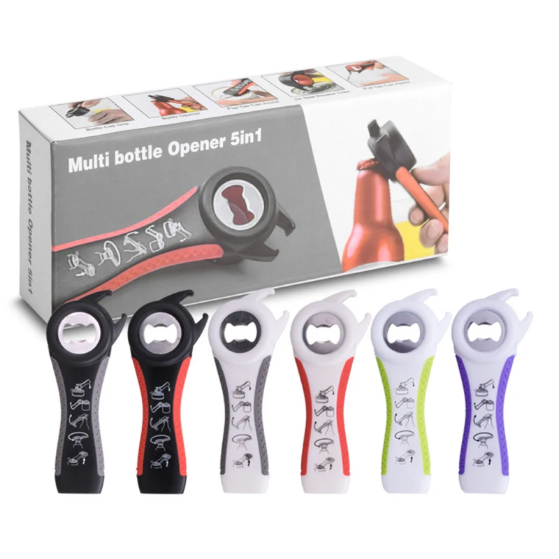

Multifuctional Ergonomic Bottle Opener Jar Can Beer Opener Non-slip Rubber Handle Kitchen Manual Bar Tool