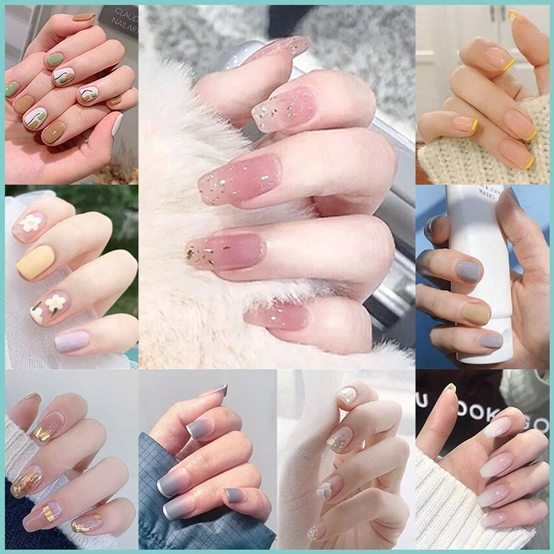 

24pcs Jumping Color False Nails Matte Glitter Candy Color Wearable Fake Nail Tips Waterproof Removable Fake Nail Comes with Glue