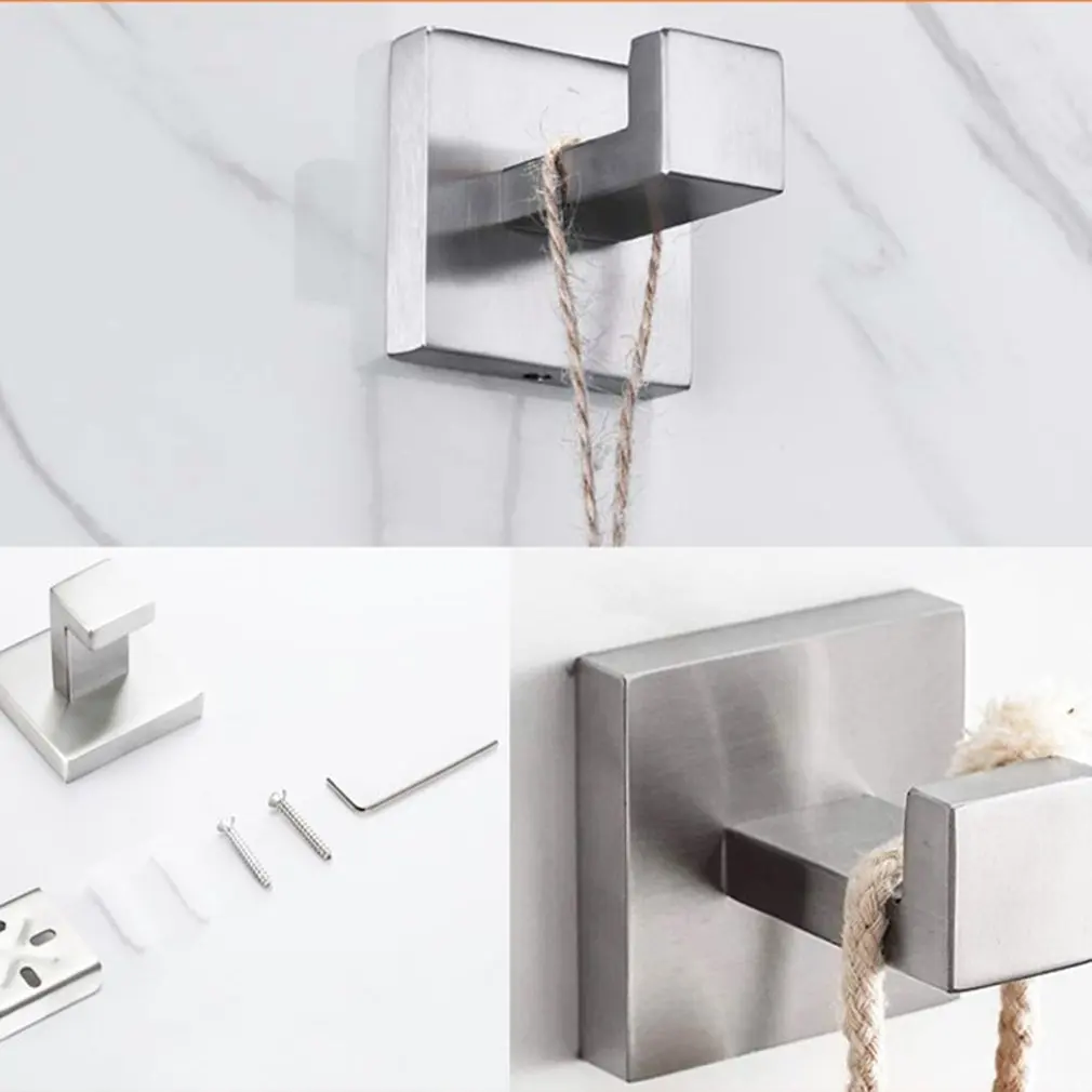 

Modern 304 Stainless Steel Self Adhesive Bathroom Square Towel Hook Coat Hat Door Hook Hanger Bathroom Supplies